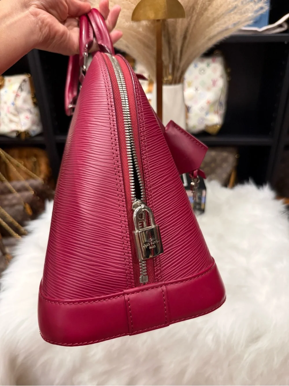 Louis Vuitton Fuchsia Epi Alma Satchel